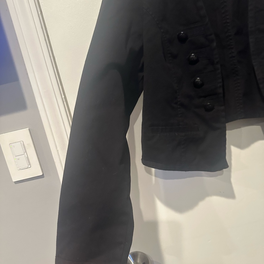 Torrid Military Style Twill Cropped Jacket Black Shrug with decorative buttons - Picture 7 of 8